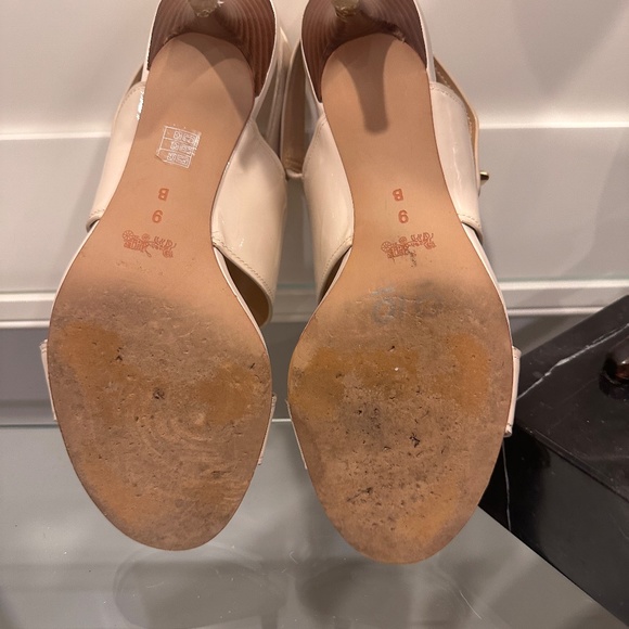 COACH Patent Leather Sandals in Cream White with Gold Buckle - Picture 5 of 6
